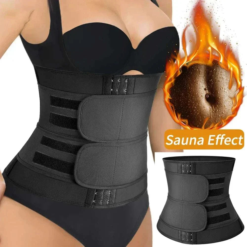 Breathable neoprene waist trainer belt for core support and sauna effect slimming
