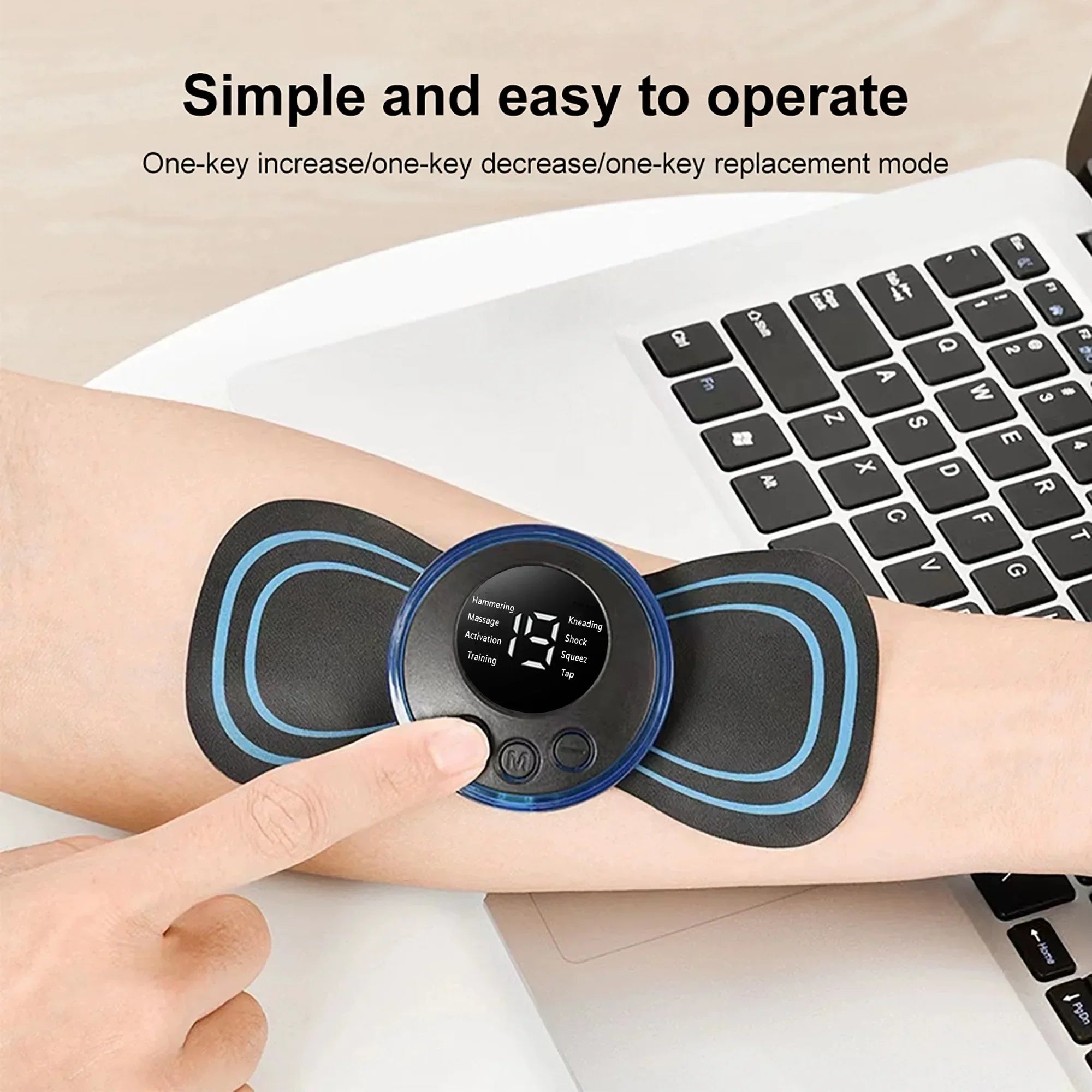 Mini Electric Neck Massager with portable USB rechargeable deep tissue stimulation and heat function for neck pain relief