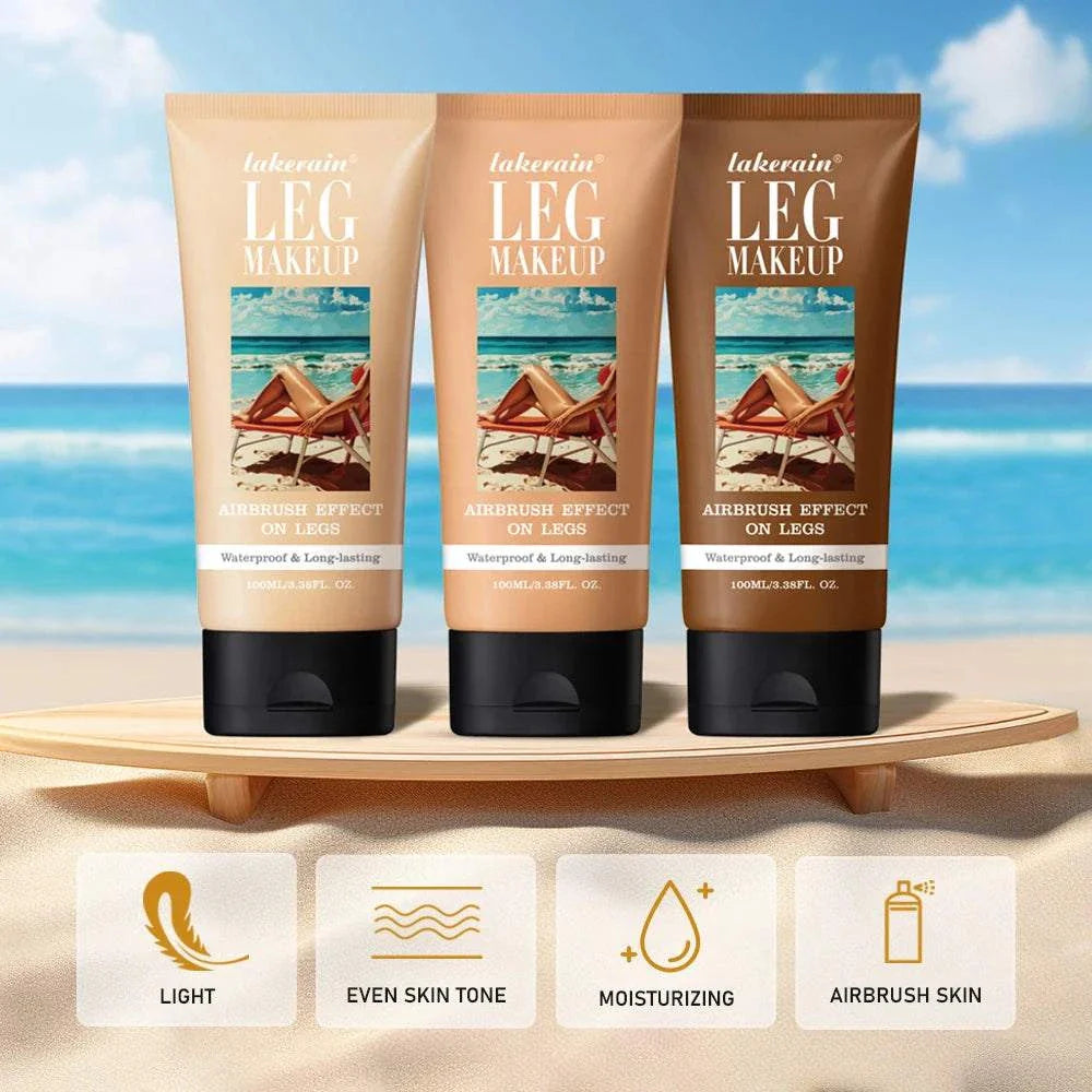 100ml leg makeup tubes in light, medium, and dark shades with airbrush effect, waterproof and long-lasting formula for even skin tone and natural finish