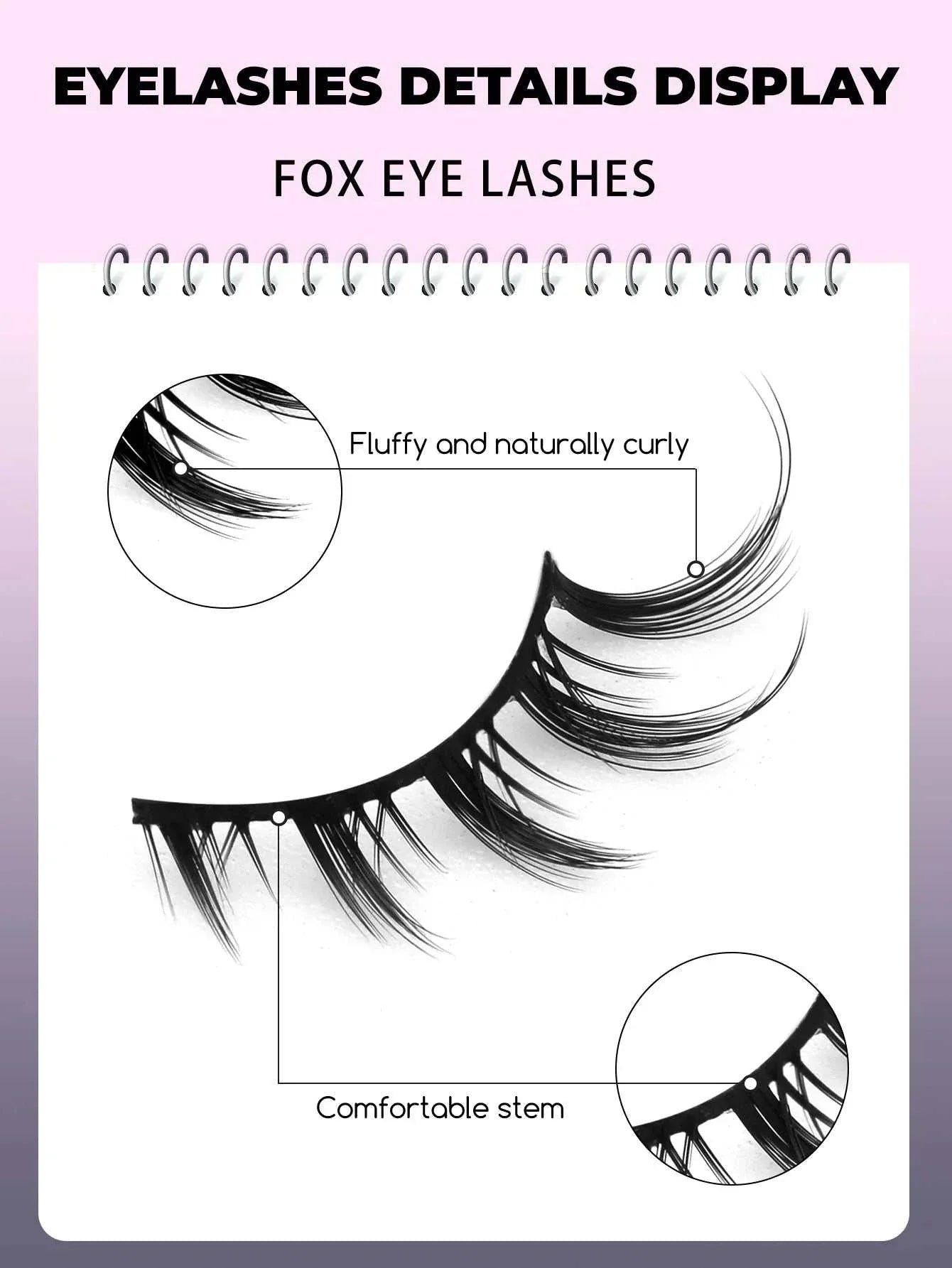 GROINNEYA Cat Eye Lashes 3D faux mink fox eye style with fluffy, naturally curly lashes and comfortable stem band