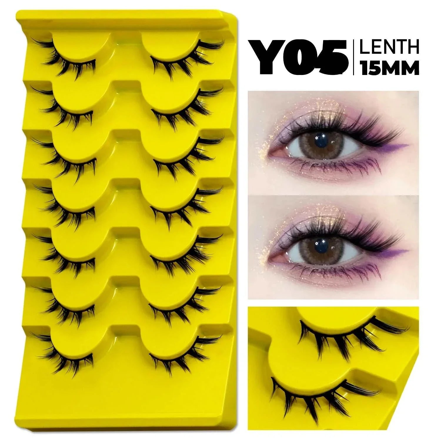 GROINNEYA Cat Eye Lashes 3D faux mink, natural tapered shape, lightweight volumizing false lashes pack with 5 pairs for cosplay and everyday wear