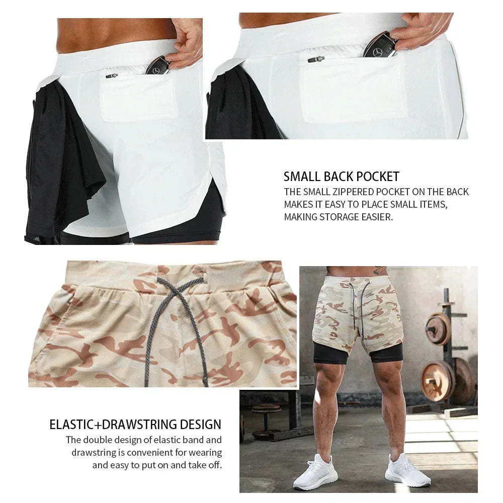 Summer Men’s Double Layer Sports Shorts