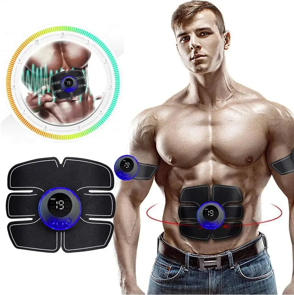 Abdominal Muscle Massage EMS device with training patches for core and arms strengthening and toning