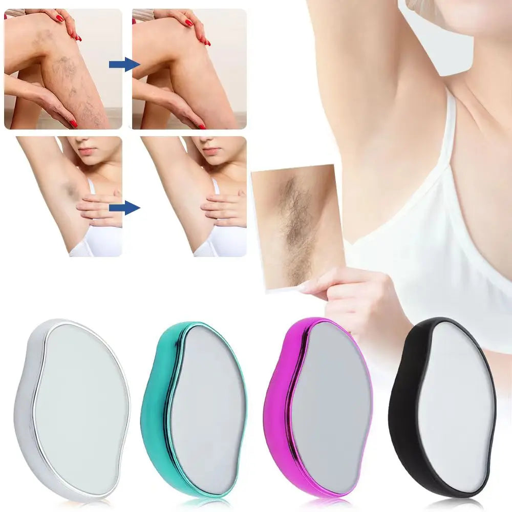 Crystal Hair Eraser reusable body hair removal tool with micro-crystal technology for smooth, exfoliated skin on legs, arms, and sensitive areas.