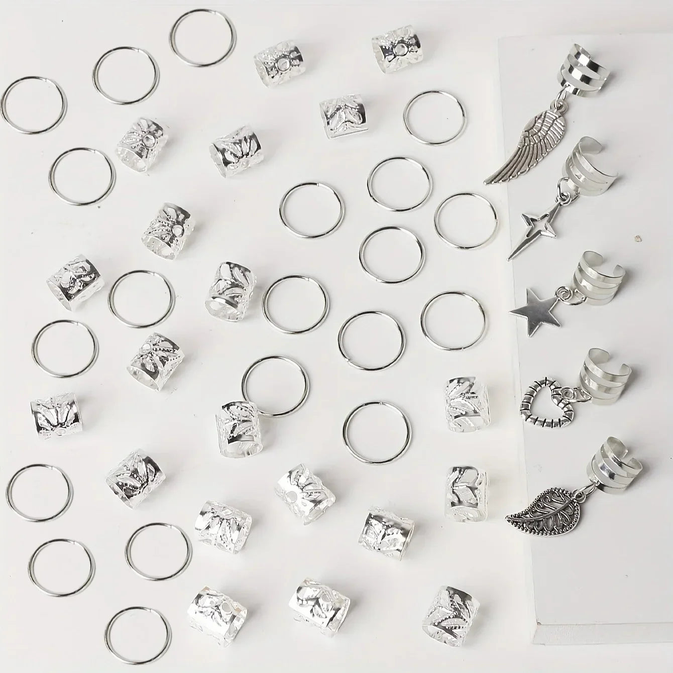 45pcs alloy braid hair ring set with boho dreadlock charms and cuffs for braids and locs