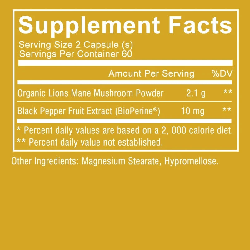 Natural Premium Lion’s Mane Mushroom Capsules