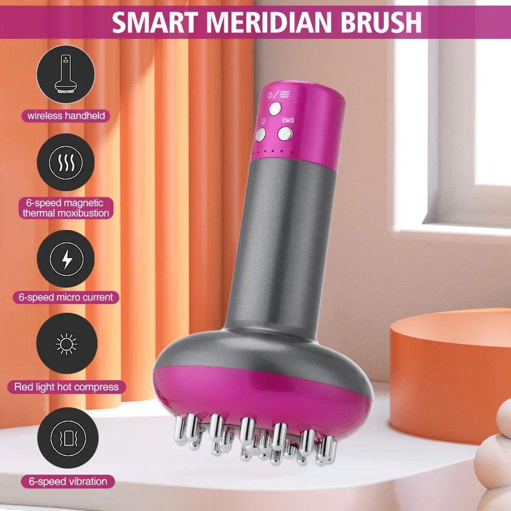 Rechargeable Guasha Massager with heat, vibration, and lymphatic detox functions for body shaping and relaxation