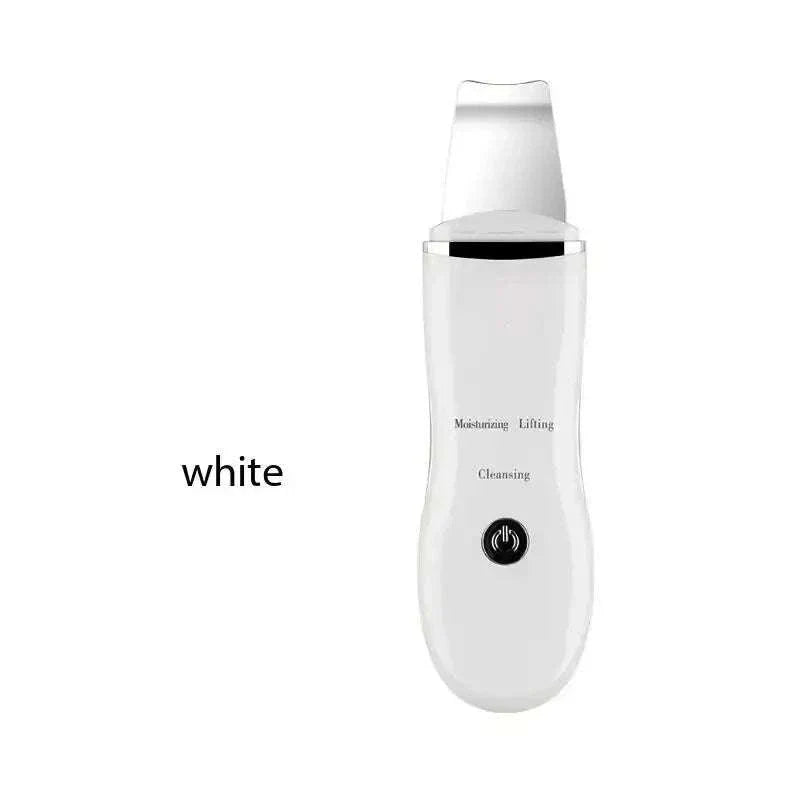 White blackhead remover device for deep pore cleansing and acne care with moisturizing, lifting, and cleaning functions.
