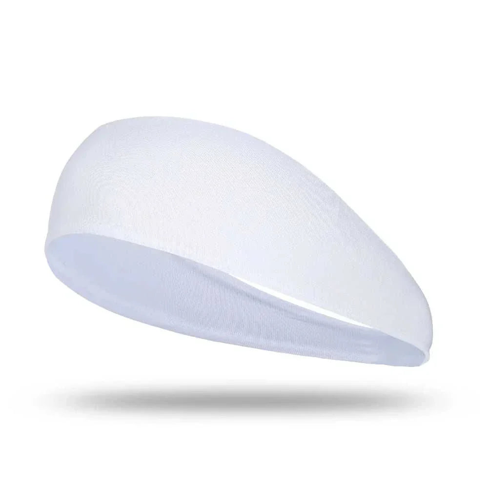 White Fashion Sweatband Sport Headband made of soft, breathable fabric for sweat absorption and secure fit during workouts