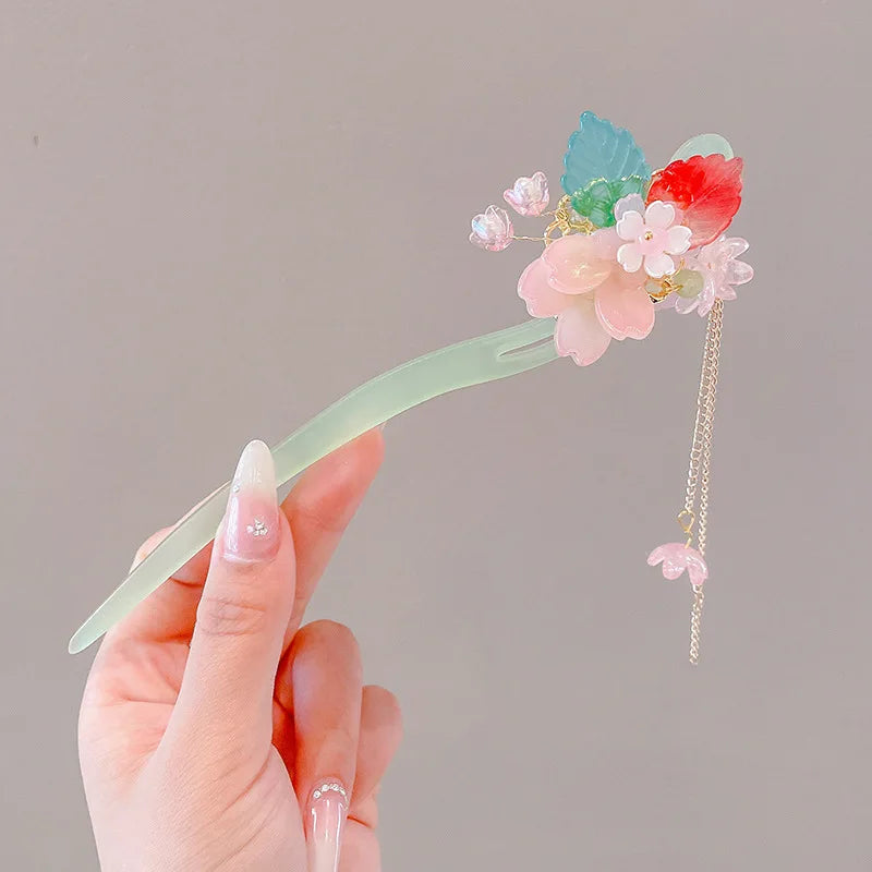 Elegant Chinese Style Flower Tassel Hairpin
