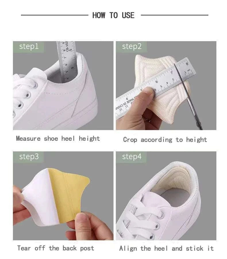 Step-by-step guide to measure, cut, peel, and stick heel cushion pads for shoe comfort and protection