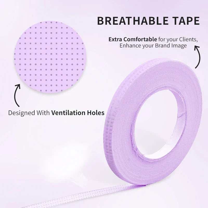 Micropore eyelash extension tape with breathable ventilation holes for comfortable and precise lash application