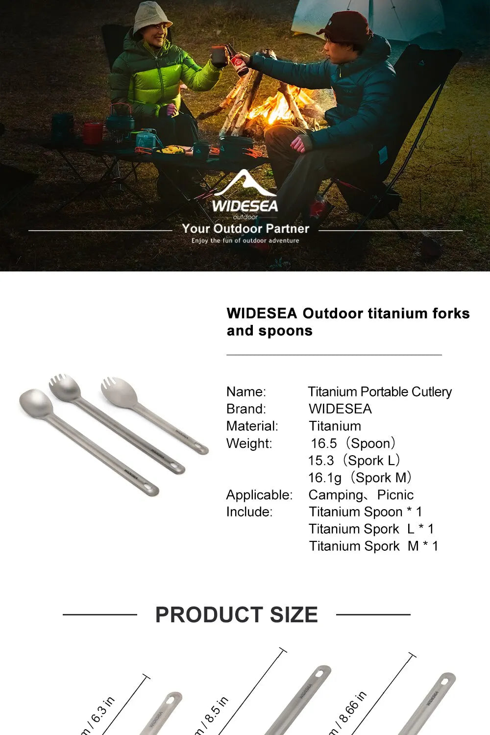 Widesea Camping Titanium Spork