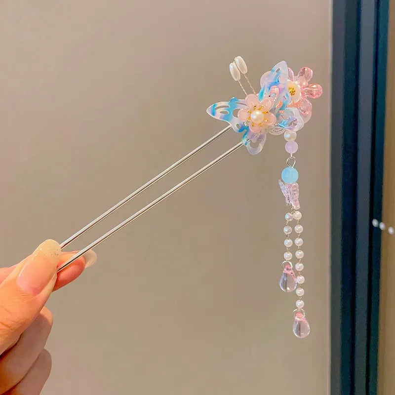 Elegant Chinese Style Flower Tassel Hairpin