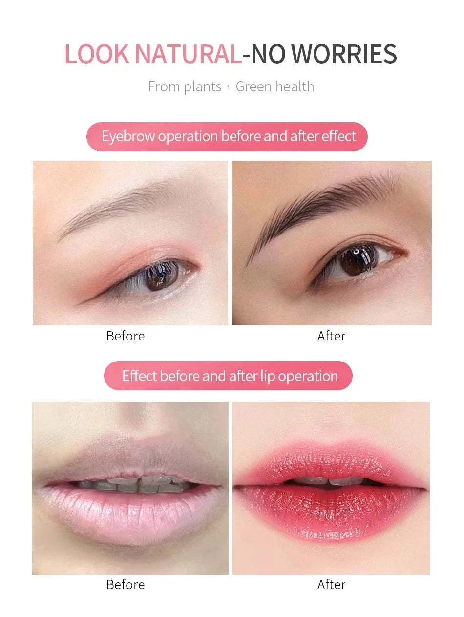 Borala 26 Colors permanent makeup pigment before and after eyebrow and lip tattoo results showing natural look and vibrant color enhancement