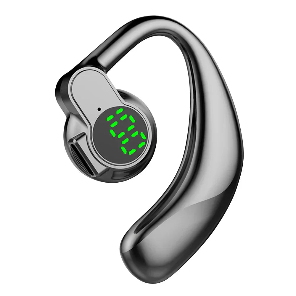 Sleek 180° wireless Bluetooth headphone with rotatable earhook and digital battery display