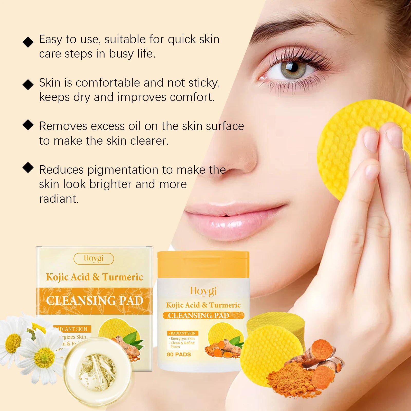 Turmeric Kojic Acid Cleansing Pads – Brighten, Exfoliate & Renew Skin