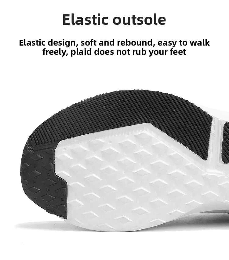 Close-up of elastic non-slip rubber outsole of men's lightweight running shoes designed for comfort and easy movement