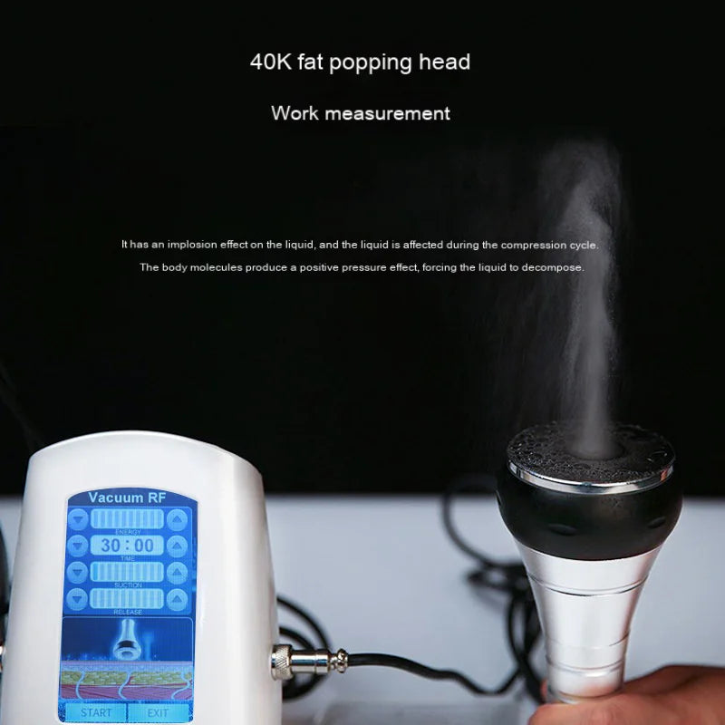 4 In 1 40k Cavitation Ultrasonic Body Care Tool with vacuum RF and fat popping head for fat reduction and skin tightening