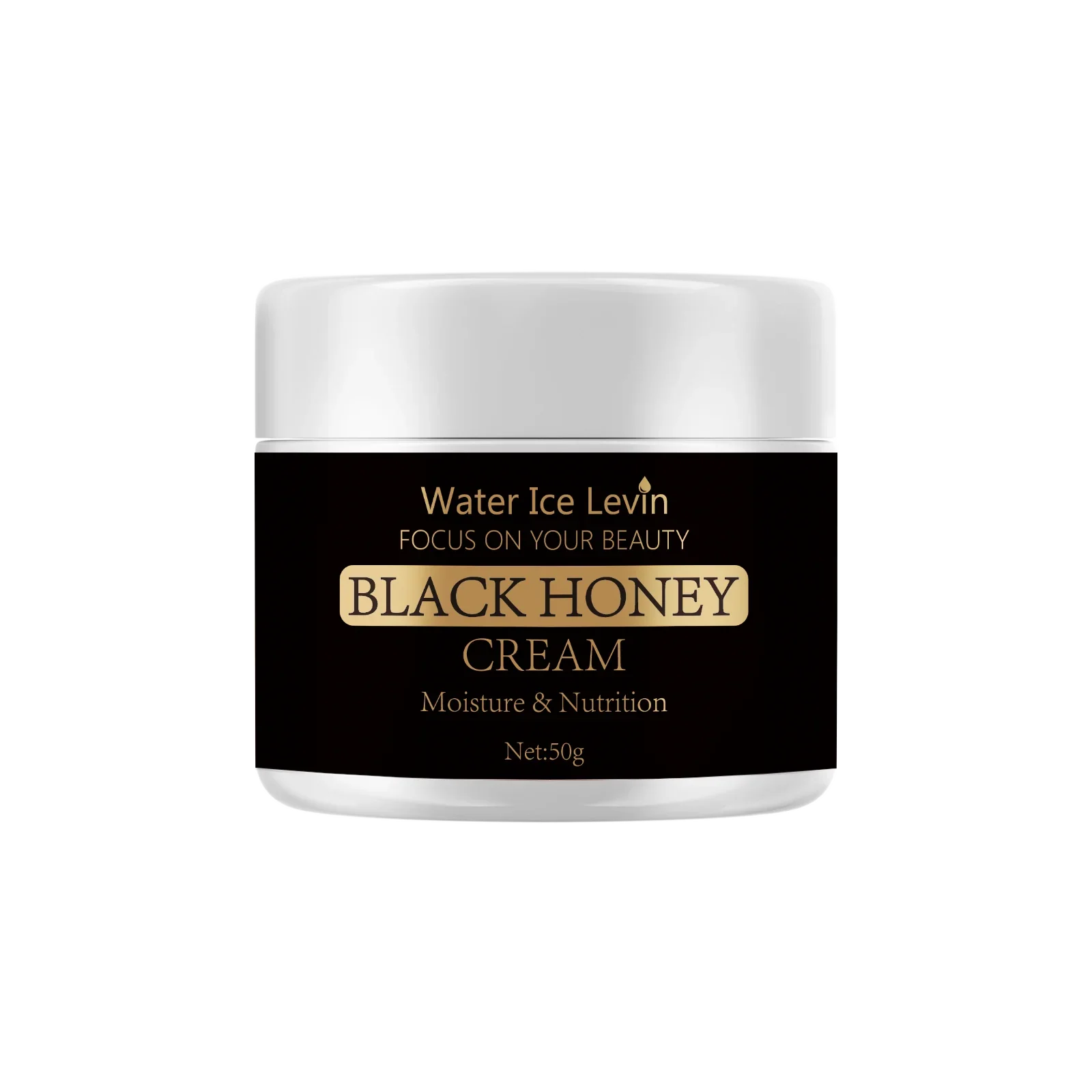 Jar of Water Ice Levin Black Honey Cream for moisture and nutrition, 50g container