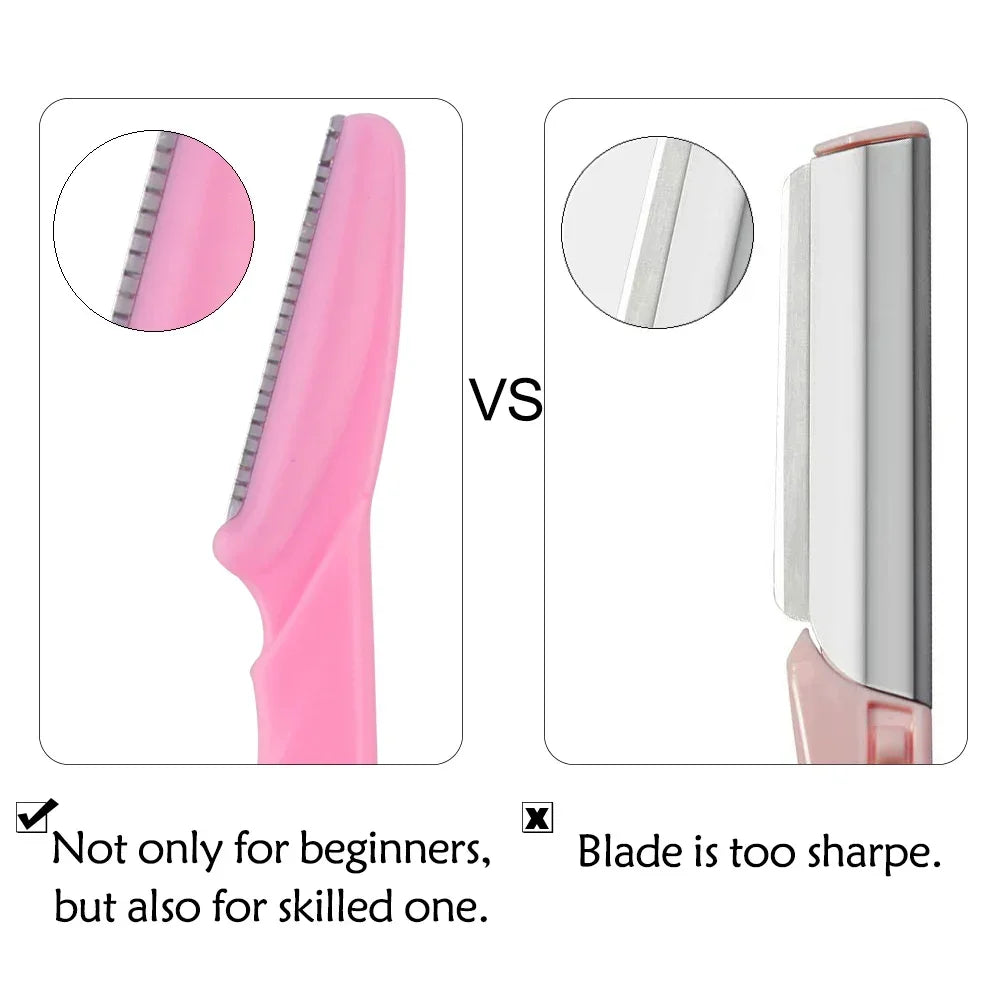 Compact eyebrow trimmer and face shaver set with safe stainless steel blades for gentle hair removal and precise grooming