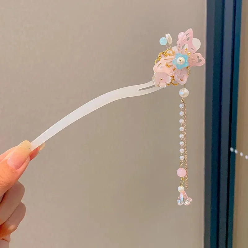 Elegant Chinese Style Flower Tassel Hairpin