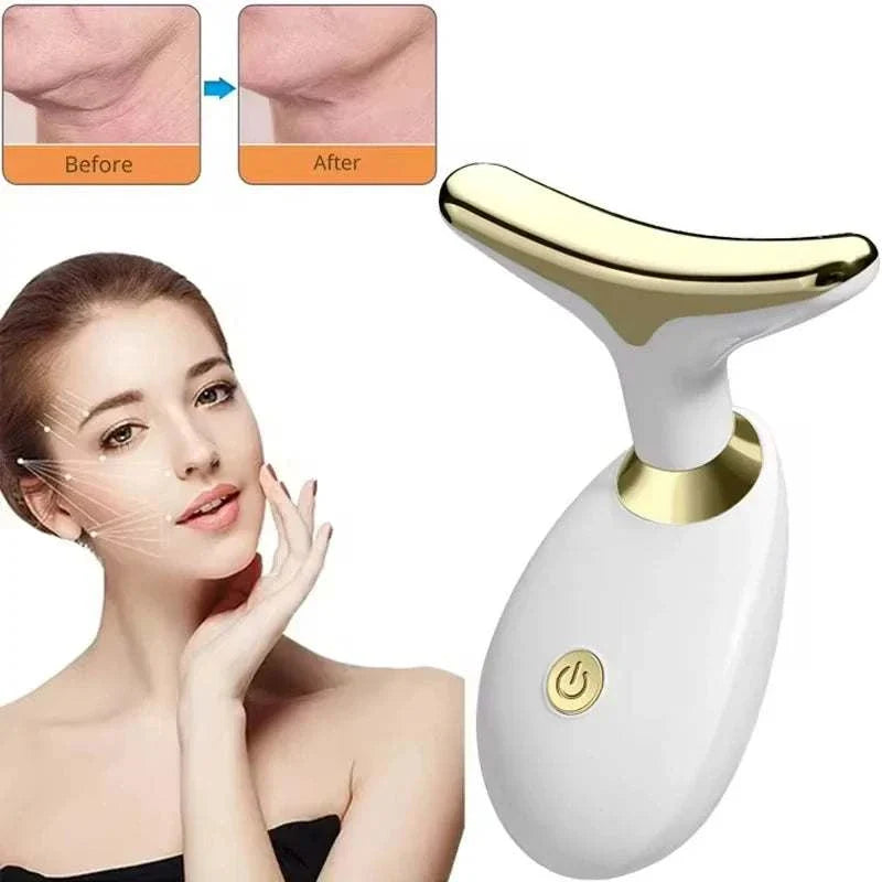 Neck Lifting Beauty Device for anti-aging, wrinkle reduction, and firming neck and face skin with warm massage and microcurrent therapy