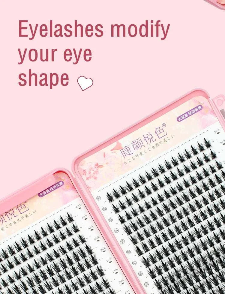 Flowerknow Eyelash Extension Book with 32 rows of soft cluster lashes in a stylish pink case for professional and personal use