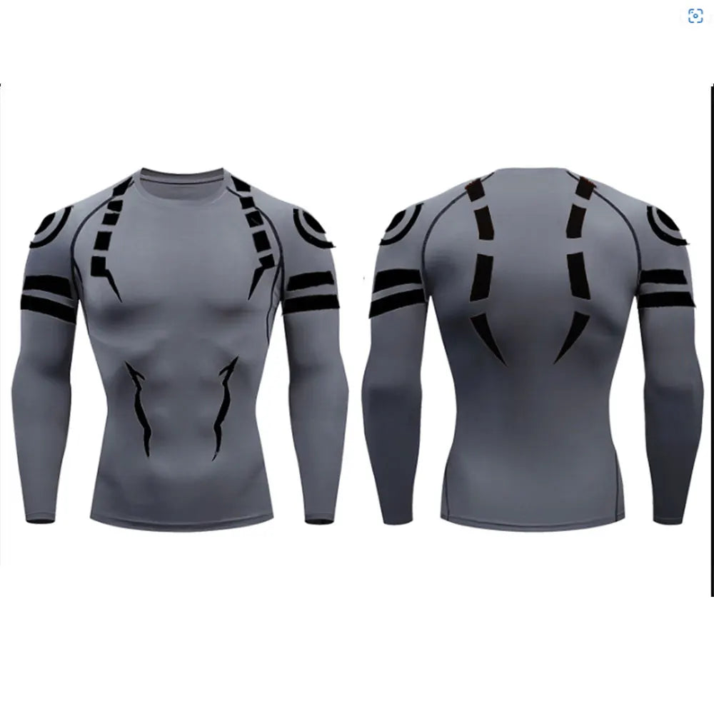 Anime Jujutsu Kaisen Sukuna edition compression t-shirt with 3D print, breathable fabric, and athletic fit