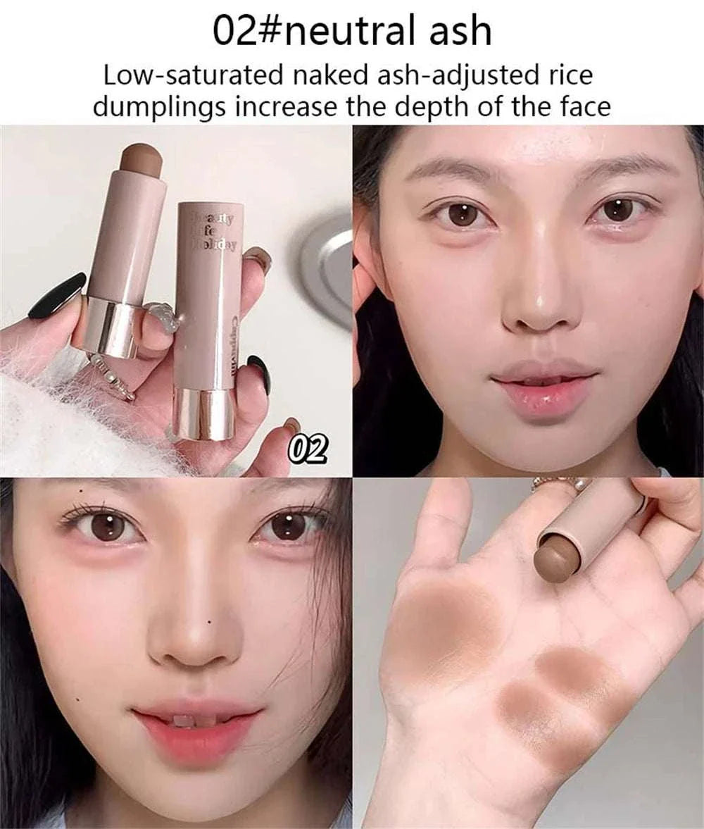 Moisturizing Matte Concealer contour stick in neutral ash shade showing smooth application and natural face contouring effects
