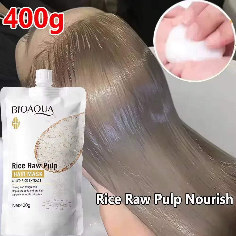 Magical Keratin Hair Mask with rice extract nourishing and repairing damaged hair for smooth, shiny finish