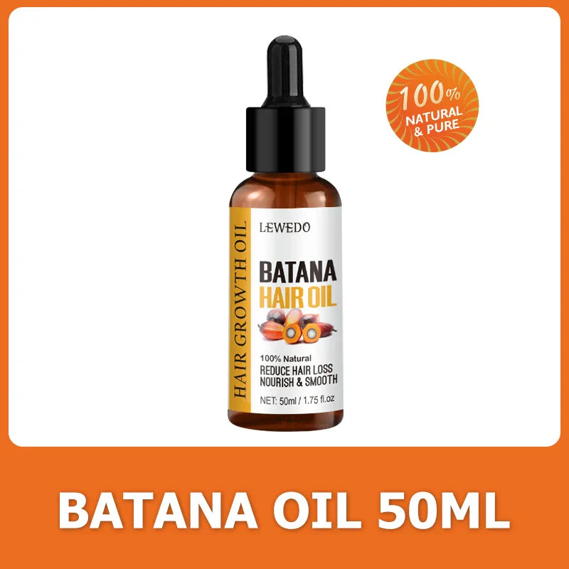 Lewedo Naturals Batana Oil 50ml bottle for hair growth, reduces hair loss, nourishes and smooths hair, 100% natural and pure.