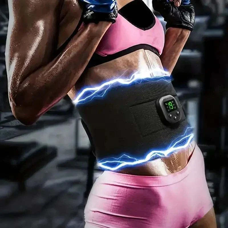 Waist massager portable USB charging shaper worn on waist with digital control for fitness and muscle toning