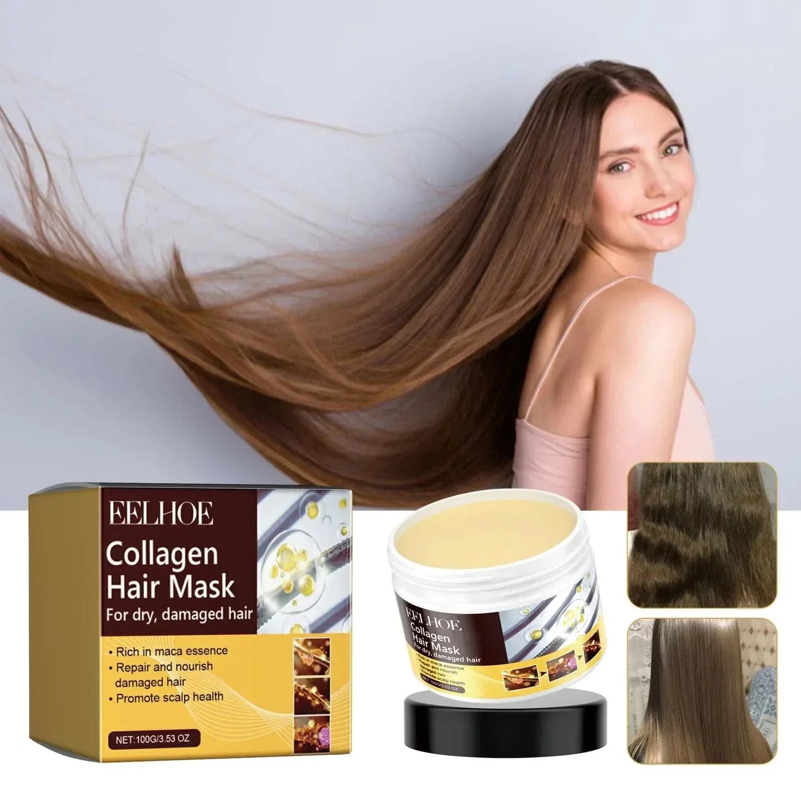 Deep Conditioning Hair Mask for intense hydration and repair of dry, damaged hair with collagen and nourishing oils.