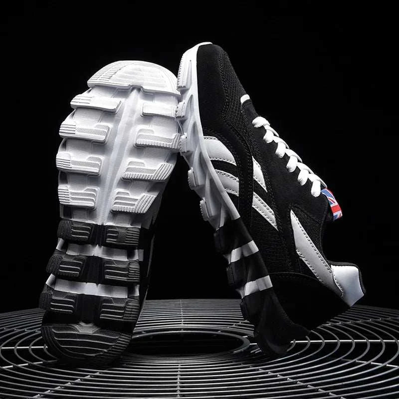 2025 New Men's & Women's Running Shoes black and white breathable mesh athletic sneakers with anti-slip sole and cushioned comfort