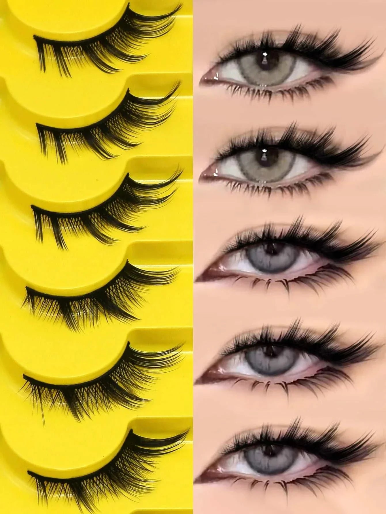 GROINNEYA Cat Eye Lashes 3D faux mink natural volumizing lashes for cosplay and daily wear