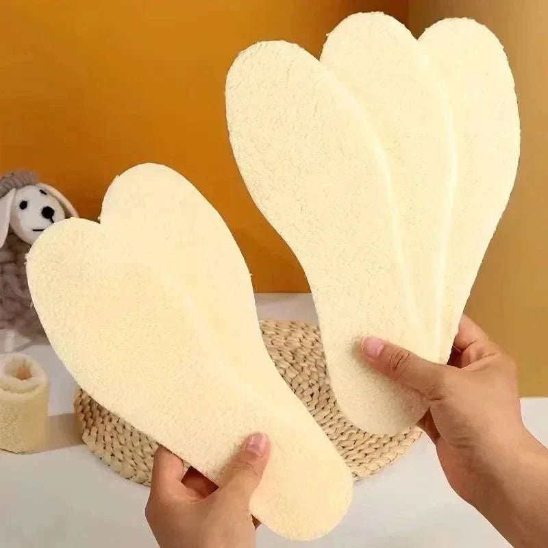 Natural lamb fleece insoles providing soft, warm, and breathable cushioning for shoes, easy trim-to-fit design.