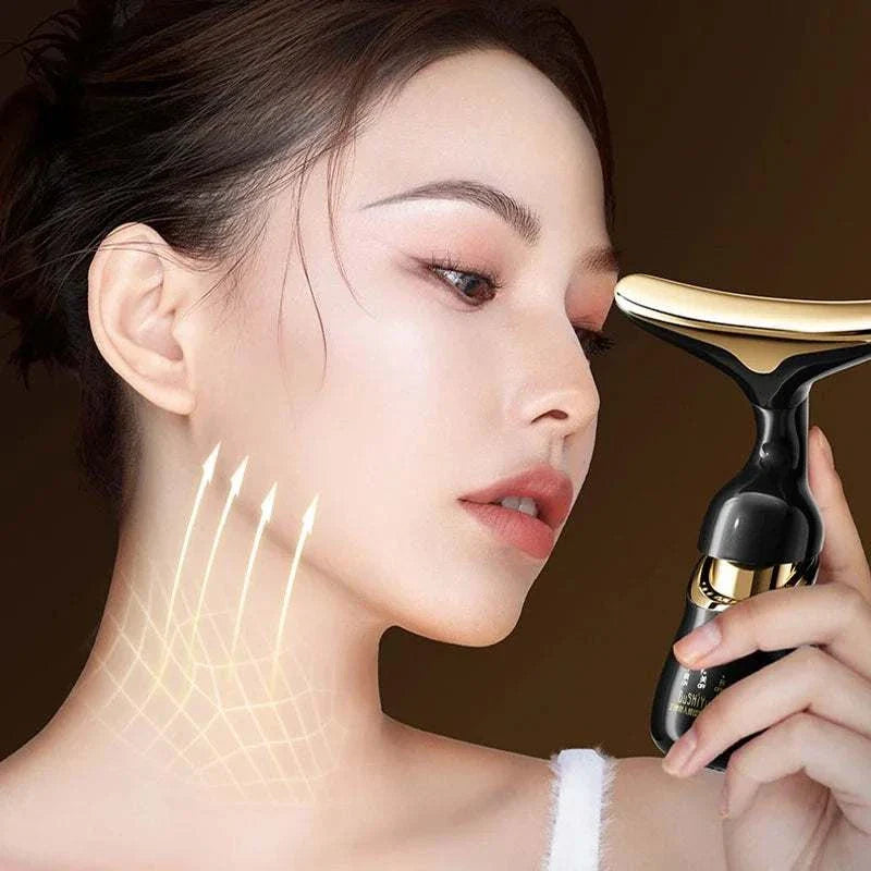 3-in-1 face massager with microcurrent technology for facial, eye, and neck skin lifting and rejuvenation