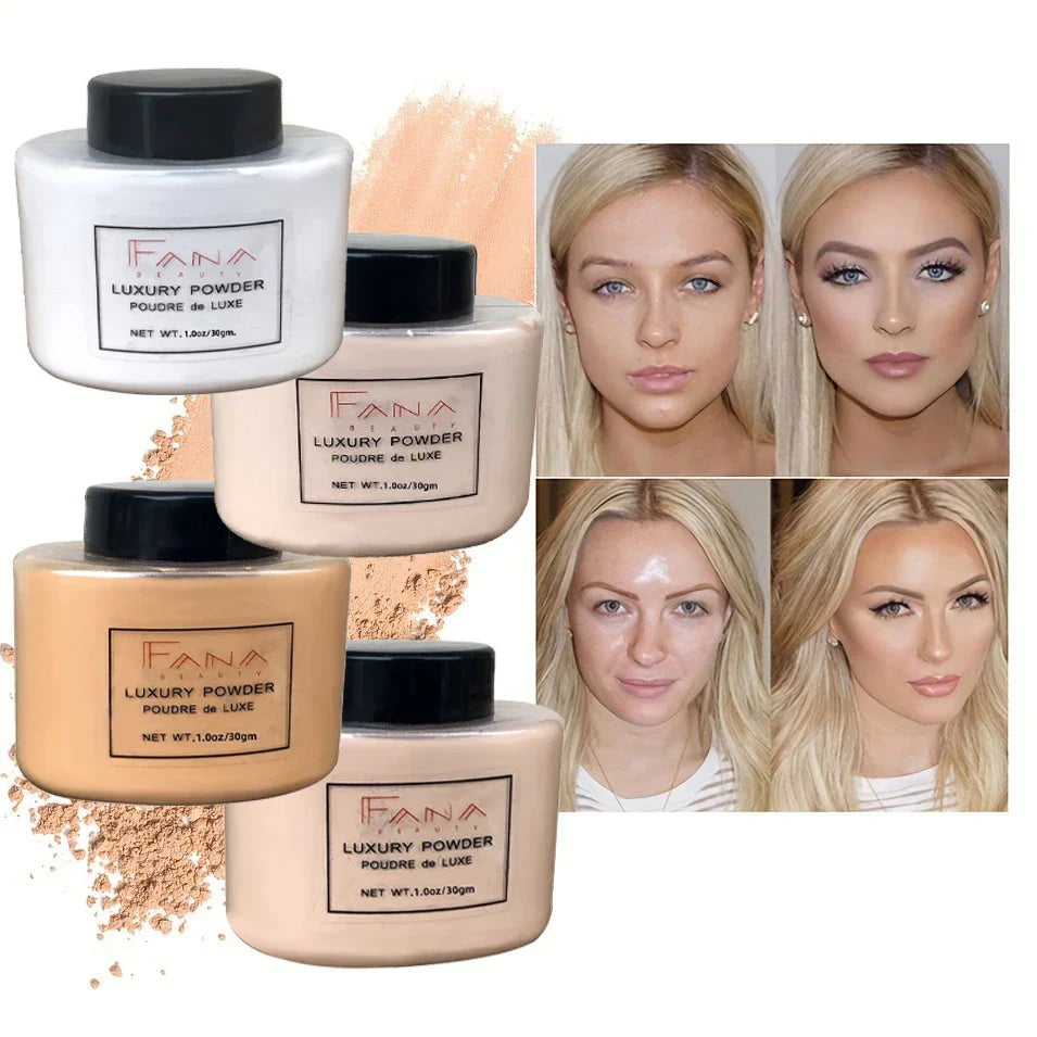 4 colors luxury banana powder setting makeup with before and after faces for a flawless finish and oil control