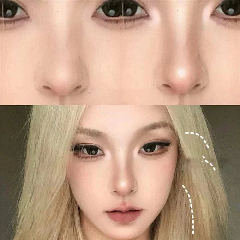 Before and after images demonstrating the effects of moisturizing matte concealer contour stick for smooth, waterproof, and long-lasting facial definition and brightening.