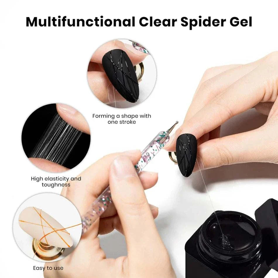 CHUNSHU 5ML Black & White Nail Painting Gel 4-in-1 semi-solid UV/LED gel for precise nail art drawing and stamping, black and white colors.