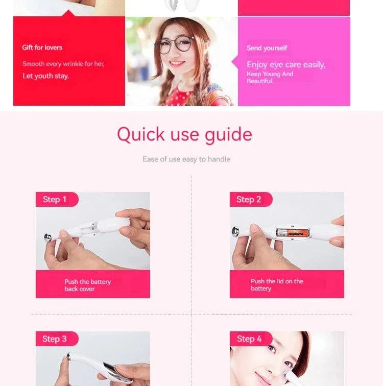Home electric eye massage device for reducing puffiness, fine lines, and dark circles with USB rechargeable compact design