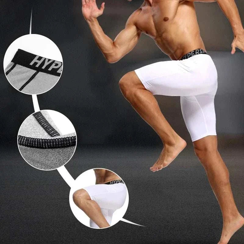 Men’s compression shorts in white with high-performance fit, breathable fabric, and flexible stretch for sports and gym training