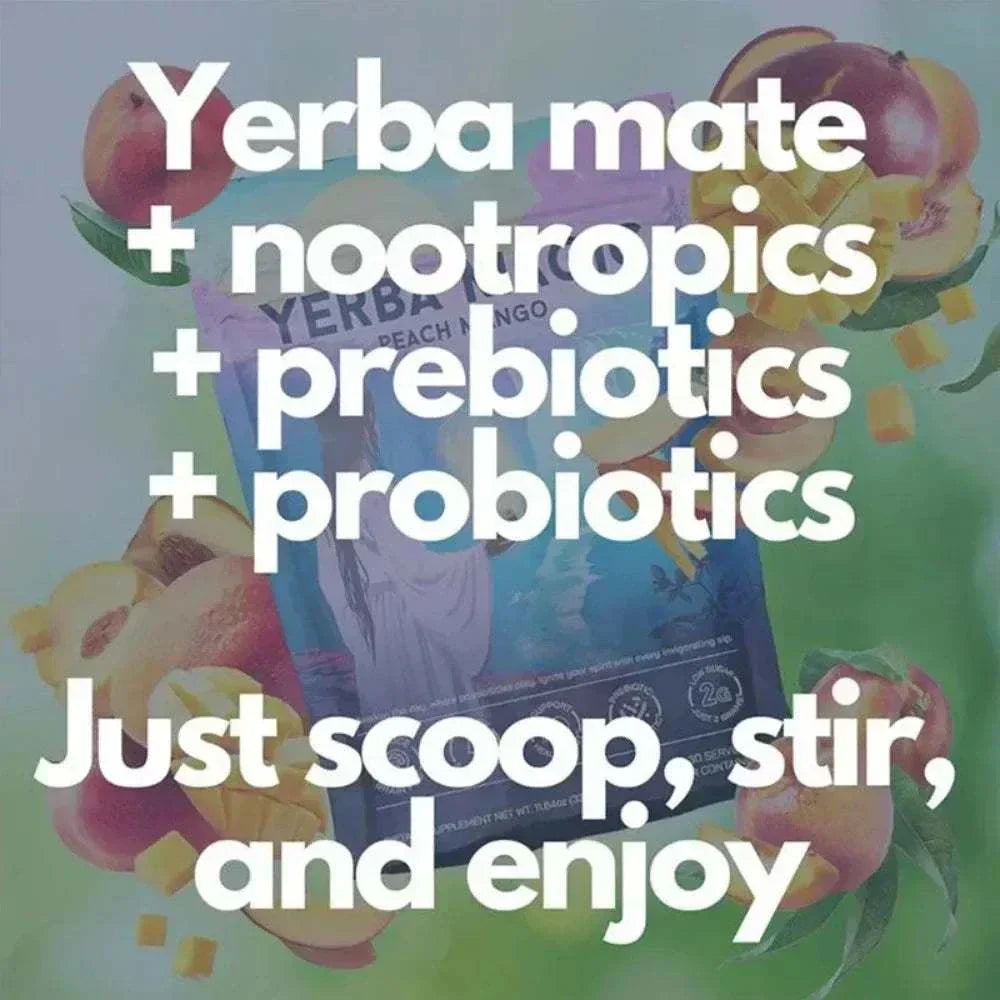 YERMA MAGIC Instant Yerba Mate Powder with nootropics, prebiotics, and probiotics for instant energy and focus