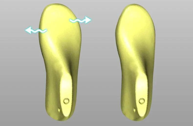 Flexible yellow shoe insoles demonstrating breathable and wide-fit design for new hiking shoes