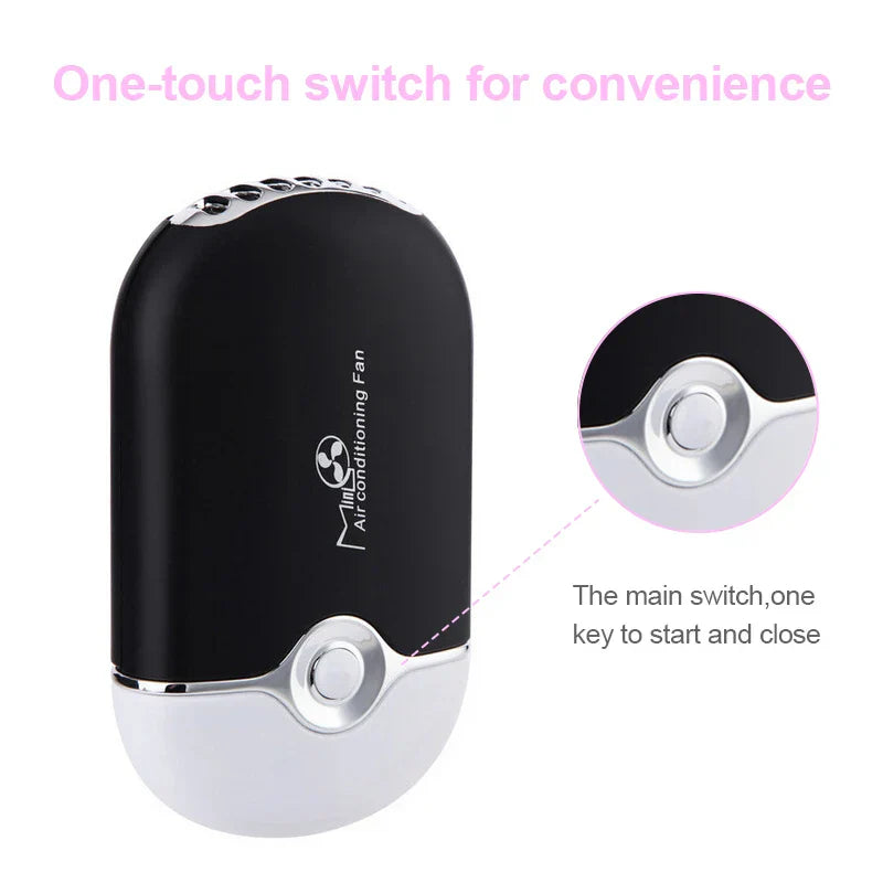 Compact black and white USB Mini Eyelash Fan with one-touch switch for quick-dry lash extension tool