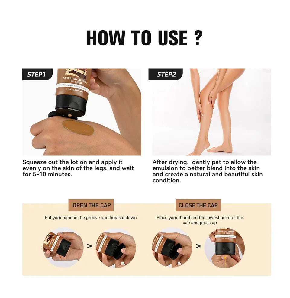 100ml leg makeup in wheat tan brown shade with long-lasting, waterproof, and anti-transfer formula for flawless, even skin tone on legs