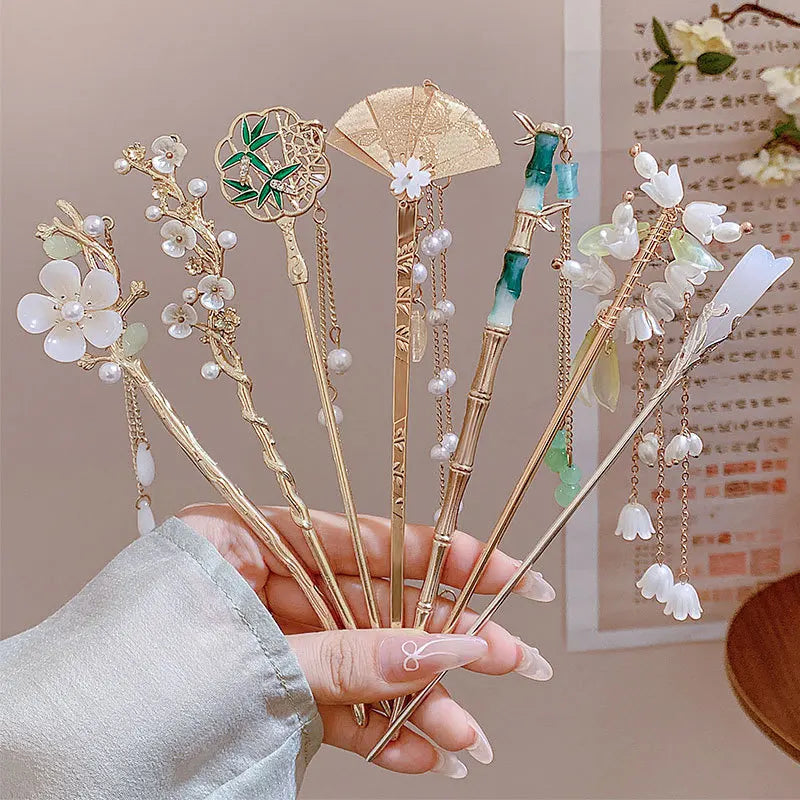 Elegant Chinese Style Flower Tassel Hairpin