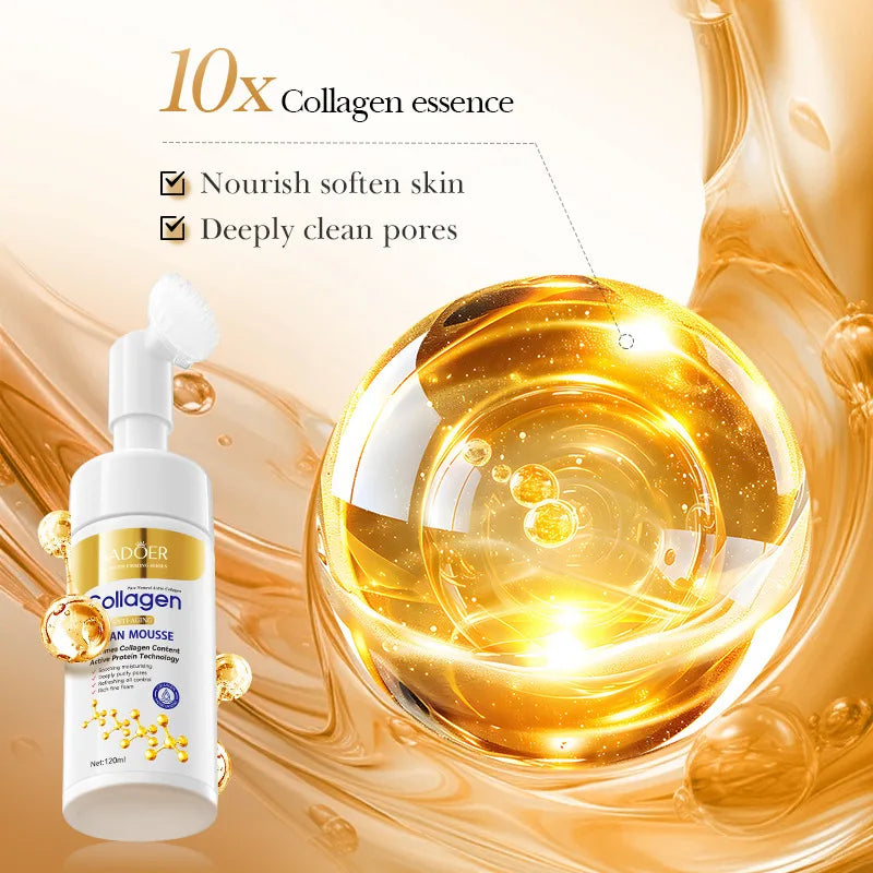 SADOER Collagen Facial Cleanser Mousse with deep cleansing, collagen essence, moisturizing and pore-nourishing formula