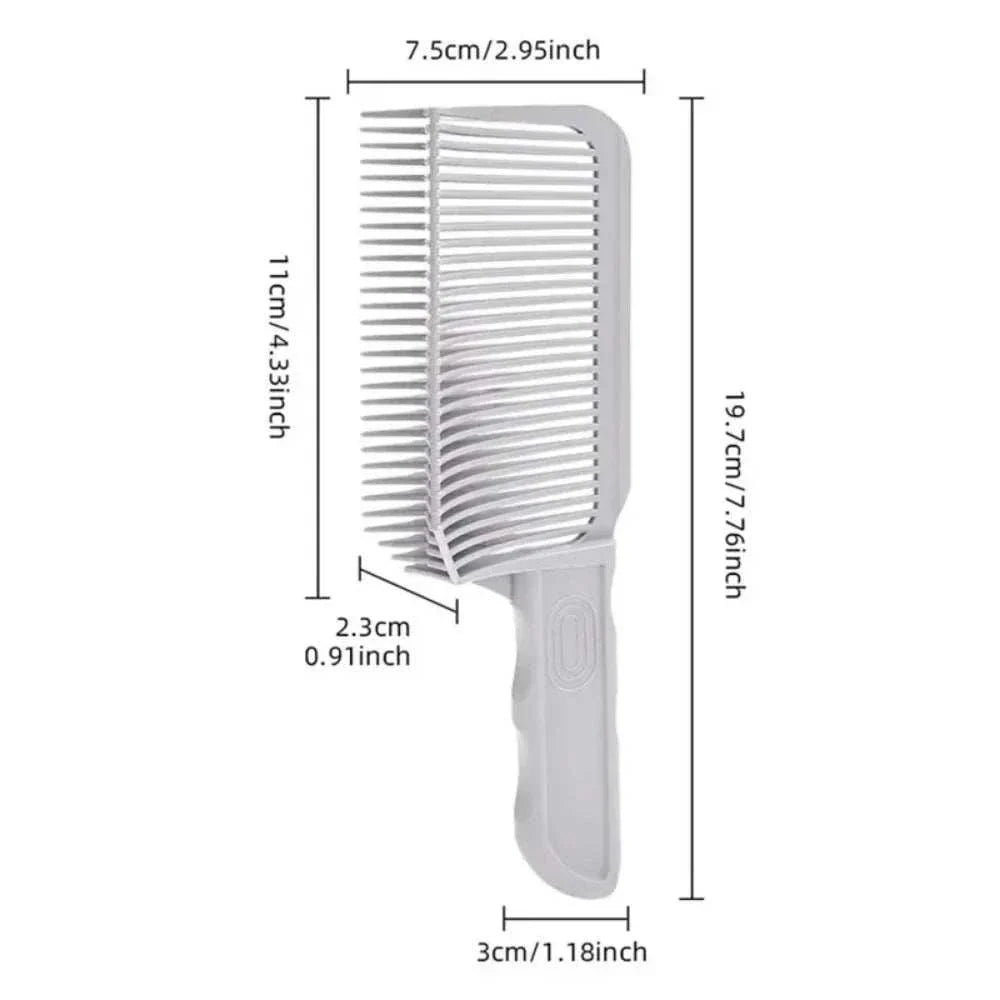 Barber fade comb hair cutting tool with ergonomic handle and precision gradient teeth for seamless haircut fades and flat tops, heat-resistant and lightweight.